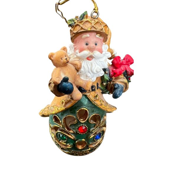 Vintage Santa Blue, Burgundy Christmas Tree Ornament - Picture 4 of 8